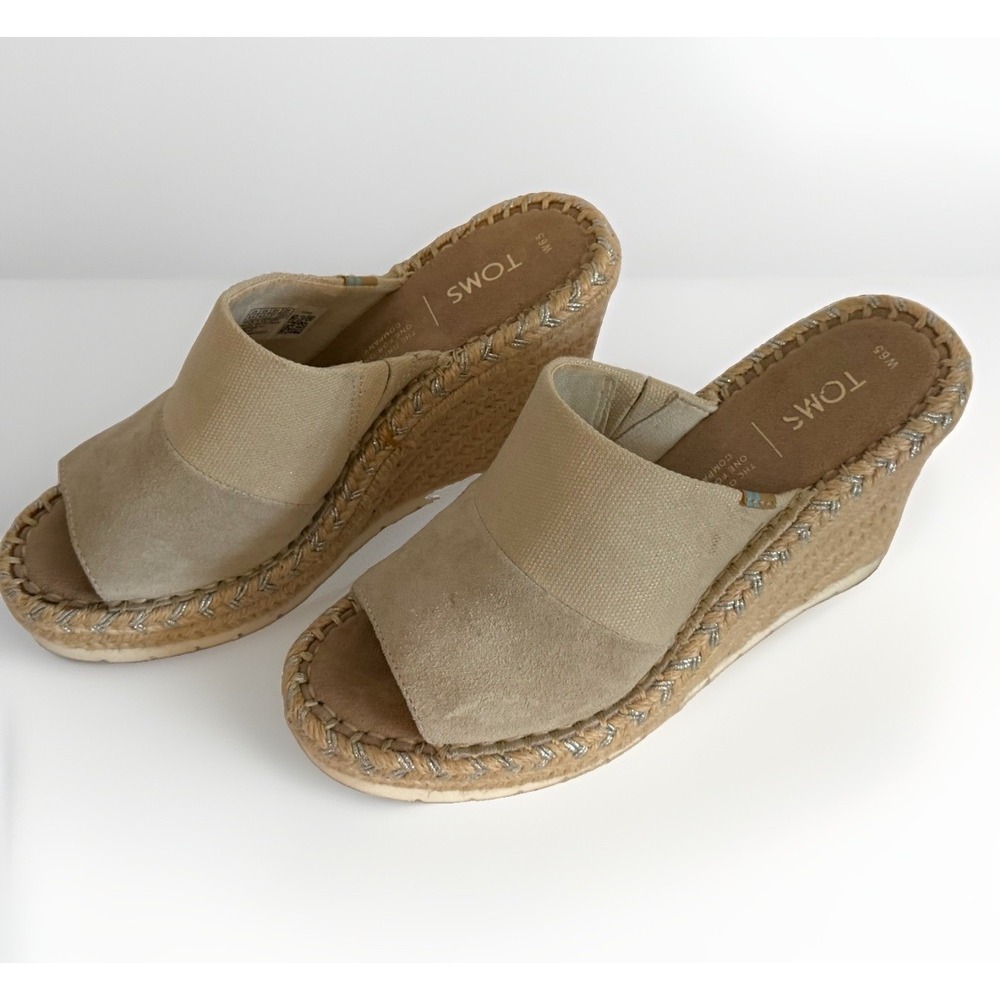 TOMS Women's Monica‎ platform Wedge Heel Peony canvas-suede 6.5M GORGEOUS EUC